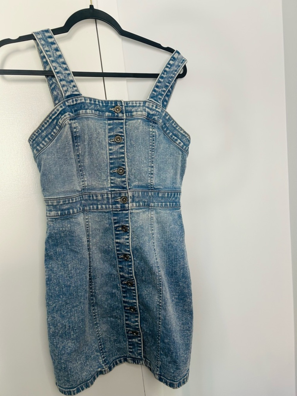 Arizona Jean Company Blue Denim Button-Front Pinafore Dress Size M